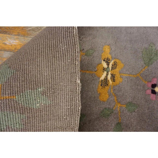 1920s Purple Floral Minimalist Antique Chinese Art Deco Rug 9' X 11' 4" Knotted Wool Carpet For Sale - Image 10 of 10