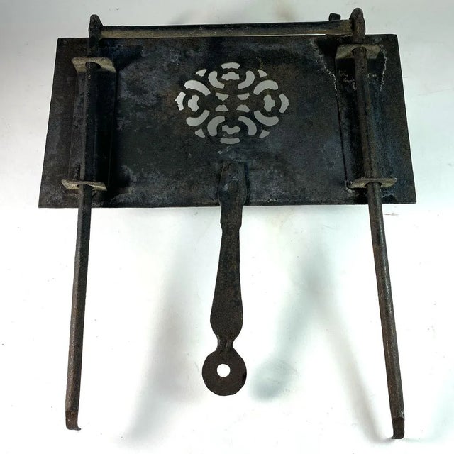 Metal English Georgian Forged Iron Sliding and Hanging Fireplace Hearth Trivet For Sale - Image 7 of 12