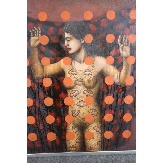 Red Large Contemporary Signed on Canvas "La Desmemoriada" by Roberto Marquez For Sale - Image 8 of 11