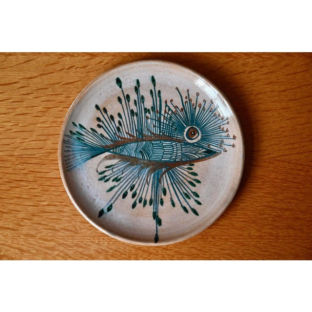 Ceramic French Decorative Fish Plate in Glazed Stoneware and Ceramic by Jacques De Chateneuil Dit Massard, Vallauris, 1970s For Sale - Image 7 of 7