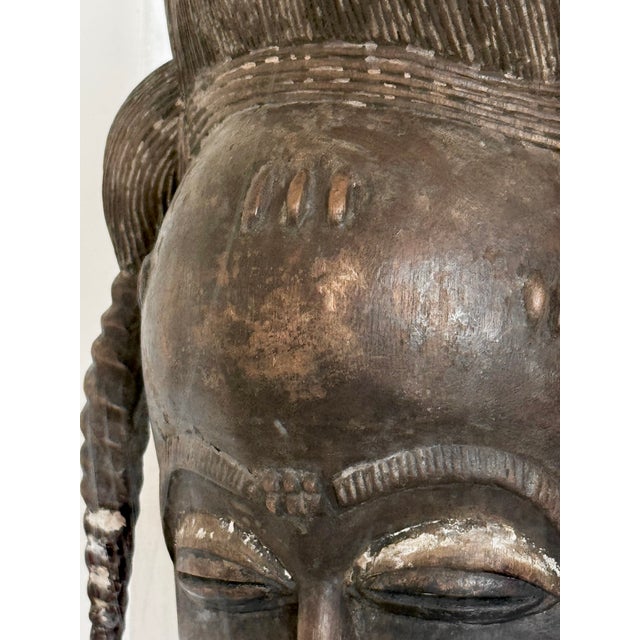 20th Century Baule Portrait Mask in Lucite Museum Display For Sale - Image 4 of 10