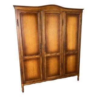 Vintage French Louis Oak Wardrobe For Sale