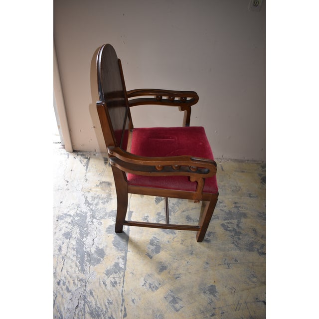 Red Art Deco Bedroom Vanity Upholstered Arm Chair by Bassett Furniture Co For Sale - Image 4 of 13