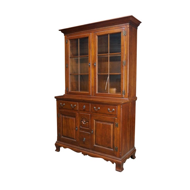 American Late 20th Century Lexington Bob Timberlake Cherry Step Back Display Cabinet Buffet Hutch Bookcase For Sale - Image 3 of 18