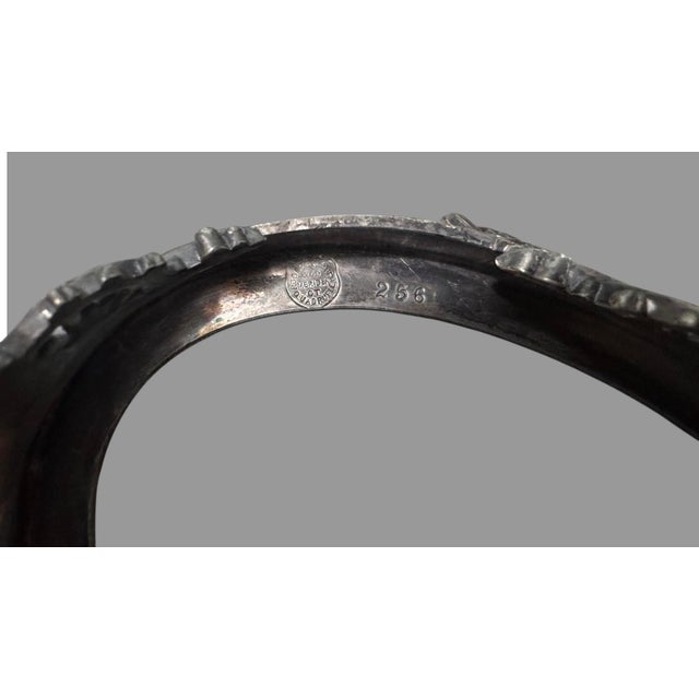 Victorian Pair of Antique Victorian Silver Plate & Art Glass Brides Baskets With Birds For Sale - Image 3 of 8