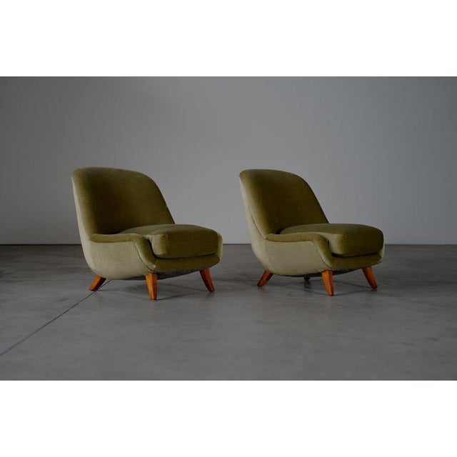 Lounge Chairs in Green Velvet, Denmark, 1950s, Set of 2 For Sale - Image 10 of 13