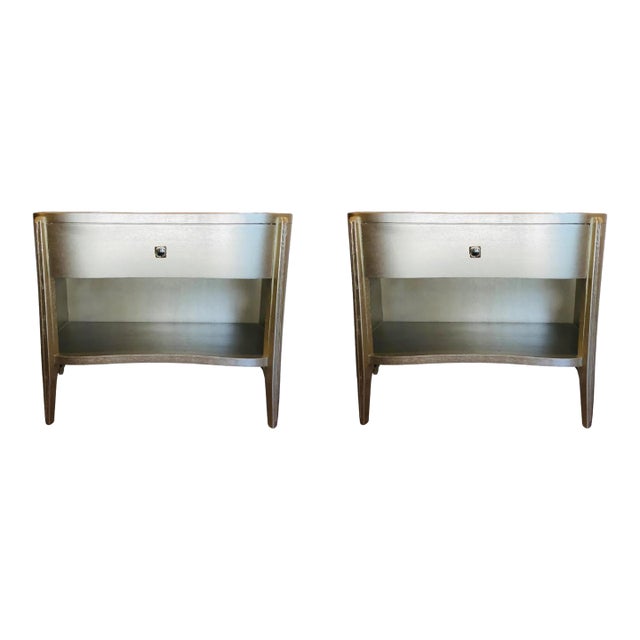 Jonathan Charles Modern Champagne Finished Wood Toulouse Nightstands Pair For Sale