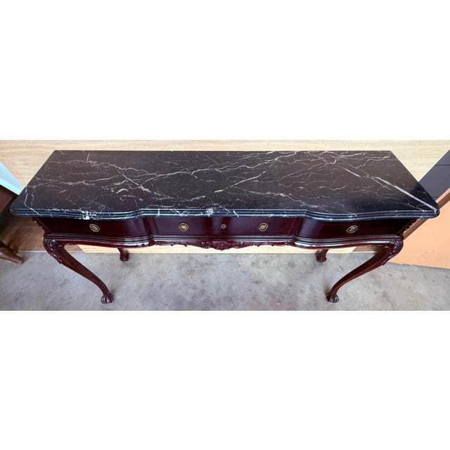 Early 20th Century Early 20th Century Regency Console Table with Three drawers and Black Marble For Sale - Image 5 of 18