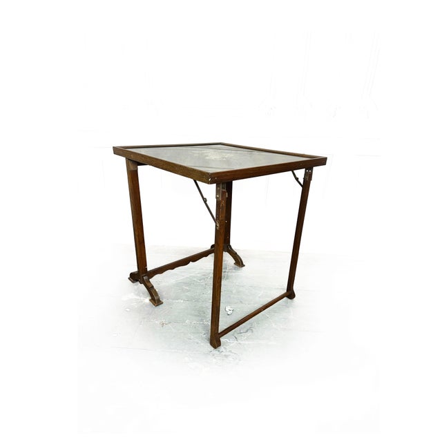 Brown Antique Victorian Metamorphic Mahogany Fire Screen Table with Hand Painted Floral, 1890s For Sale - Image 8 of 11