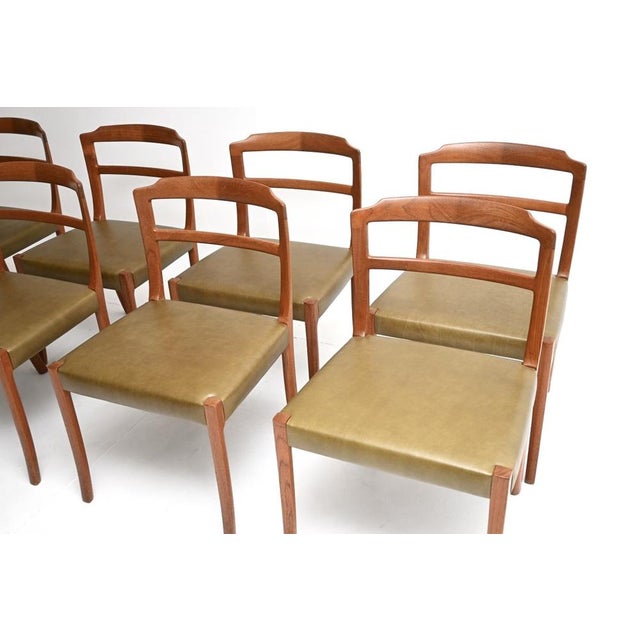 Vintage Danish Teak and Leather Dining Chairs from Ole Wanscher, 1960, Set of 8 For Sale - Image 4 of 11