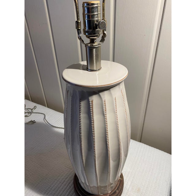 Cream Vietri Italian Ceramic Table Lamps - a Pair For Sale - Image 8 of 12