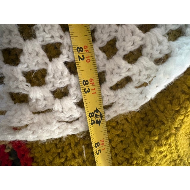 1970s Vintage Granny Square Crochet Afghan Full Queen Acrylic 84”x82” For Sale - Image 5 of 9