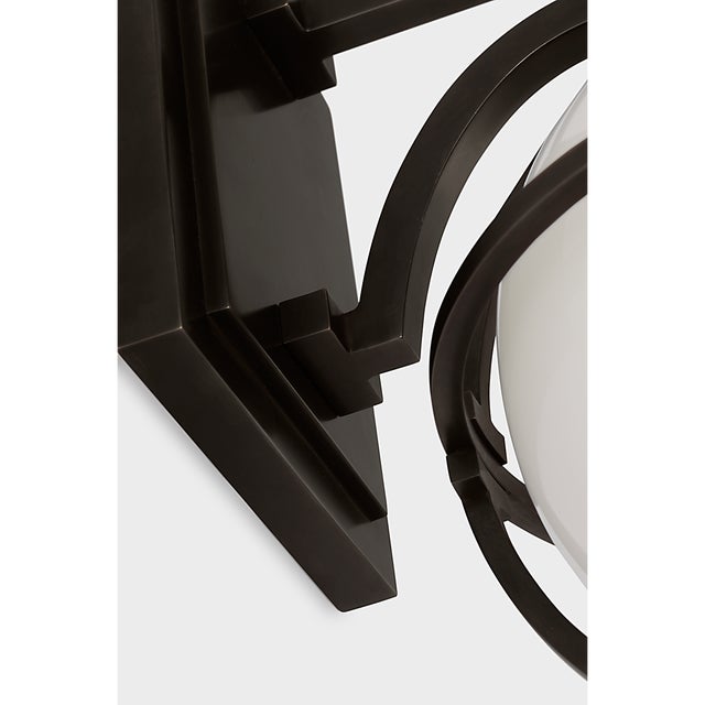 Gracie Single Sconce in Bronze with White Glass Designer: Chapman & Myers Finish: Bronze Height: 8.5" Width: 6.5"...