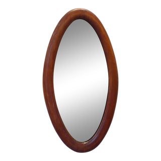 Vintage American Folk Oval Wooden Mirror For Sale