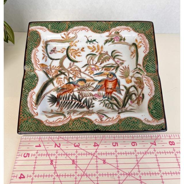 Vintage Gien France “Oiseaux De Paradis” Faience Vide Poche Tray For Sale - Image 11 of 14