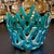 Green Iridescent Blue Green Fused Art Glass Coral Basket Bowl – Sculptural Studio Glass For Sale - Image 8 of 11