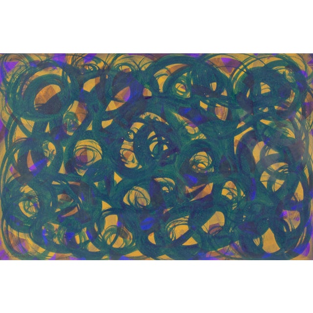 An acrylic on paper painting by the American artist Steven Conant (born 1949). This abstract work depicts swirls of dark...