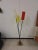 Beige Floor Lamp with Marble Base, Brass Stem and 3 Colored Esperia Cylinders For Sale - Image 8 of 8