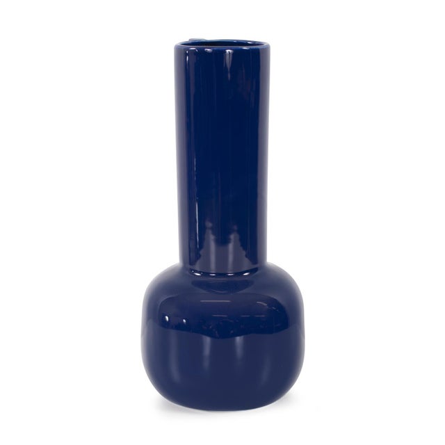 Bella Sapphire Blue Tall Ceramic Pitcher For Sale - Image 9 of 11