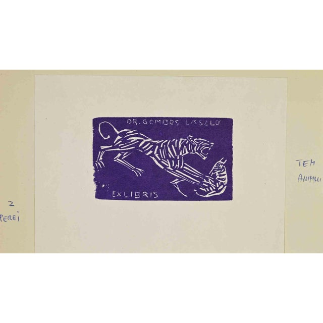 Ex libris - Dr. Gombos Laszlo is an Artwork realized in 1974 by the artist Zoltan Perei, from Hungary. Woodcut print on...