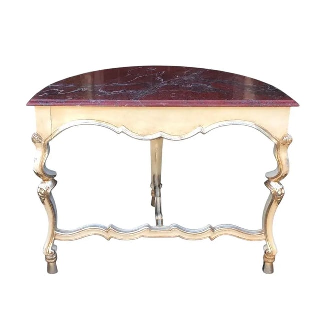 William Switzer Charles Pollock - William Switzer Italian Demilune Console Table - Rouge Marble Top For Sale - Image 4 of 6