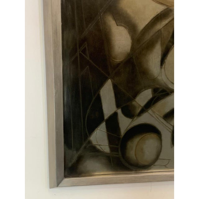 Futurist Painting in Back Treated Glass by Lam Lee Group, 1980 For Sale - Image 9 of 13