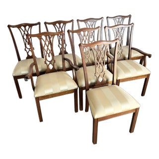 Vintage Ethan Allen Chippendale Style Dining Chairs - Set of 8 For Sale
