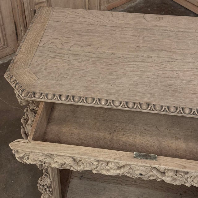 19th Century French Renaissance Revival Hand Carved Oak Buffet in Stripped Oak For Sale - Image 16 of 18