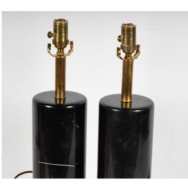 Visual Comfort Pair Marble Column Lamps For Sale - Image 4 of 6