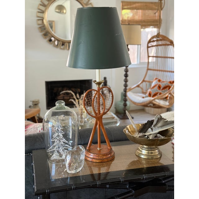 Rustic Ralph Lauren Style Tennis Racquet Lamp by Maitland-Smith For Sale - Image 3 of 9