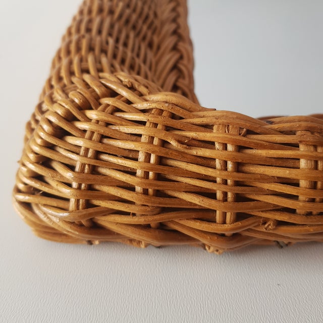 Mid-Century Modern Rectangular Wall Mirror with Rattan Frames, Italy, 1960s For Sale - Image 11 of 13