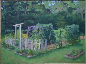 "The Garden, Late Summer" Contemporary Plein Air Painting by Stephen Remick, Framed