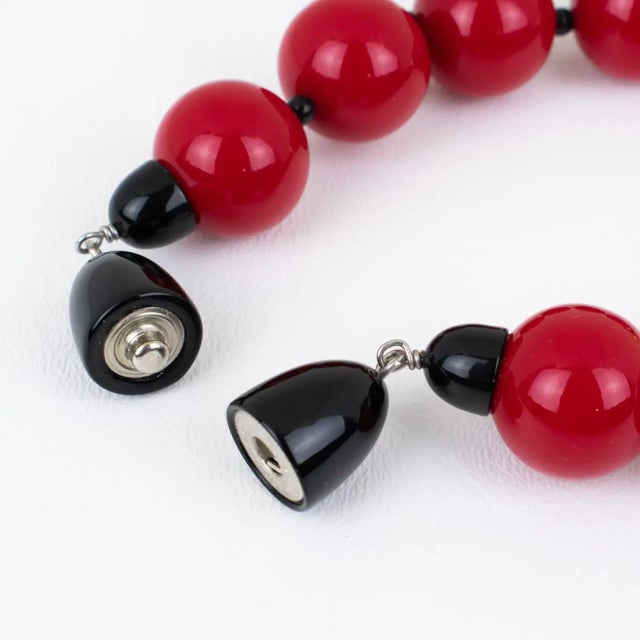 Angela Caputi Red and Gold Resin Choker Necklace For Sale - Image 9 of 9