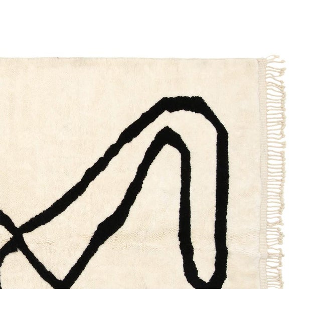 Contemporary Minimalist Abstract Line Hand-Knotted Wool Rug | 9'10" X 6'5" | One of a Kind For Sale - Image 3 of 8