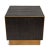 Modern dark stained wood square cube side table with brass finish inlay trim. Simple and clean design. Each table may vary...