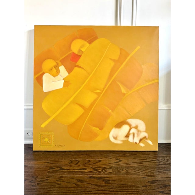 A modernist painting by Vietnamese artist Duc Nghia Phan. Phan's work is influenced by French Art Deco and modernism...
