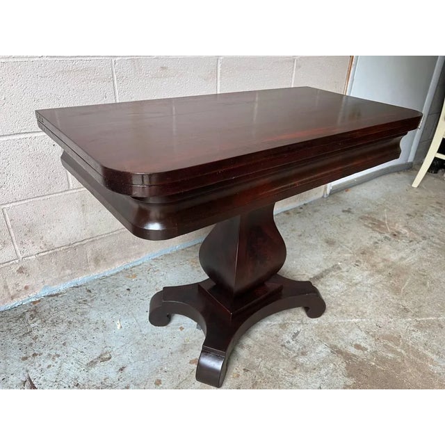 19th Century American Empire Mahogany Parlor / Game Table With Flip Top For Sale - Image 12 of 12