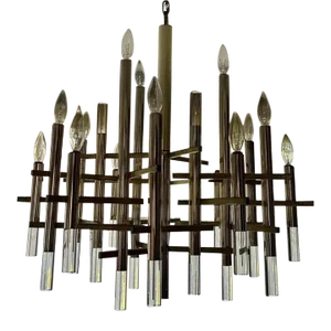 Mid-20th Century Lucite and Chrome Chandelier by Gaetano Scliolari