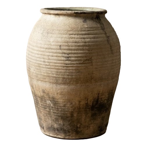 Large Spanish Terracotta Jar with Grooved Pattern, 1970s For Sale