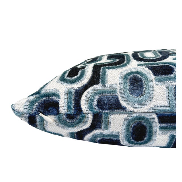 Blue Groove 20x20 Velvet Pillow With Feather Down Insert For Sale - Image 4 of 7