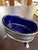 French Antique Birmingham Sterling Silver Salt Cellars Cobalt Blue Crystal Insert Pair For Sale - Image 3 of 6