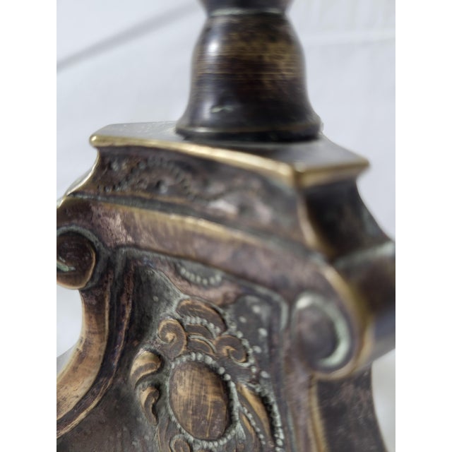 Baroque 19th Century French Baroque Revival Brass Altar Pricket Candlesticks, Set of 2 For Sale - Image 3 of 6