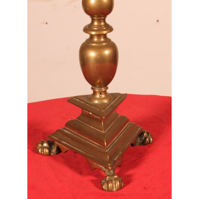 Bronze Candleholder Lamp with Parchment Lampshade, 17th Century For Sale - Image 6 of 10