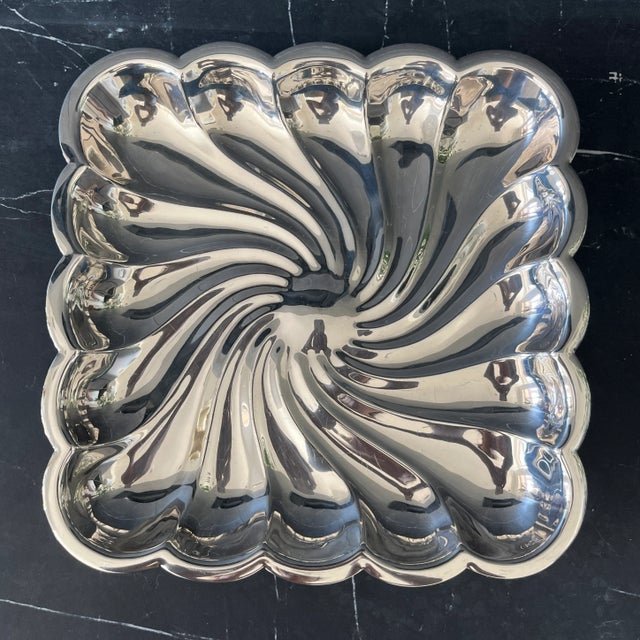 Early 20th Century Silver Scalloped Square Serving Dish With Shell Feet For Sale - Image 9 of 9