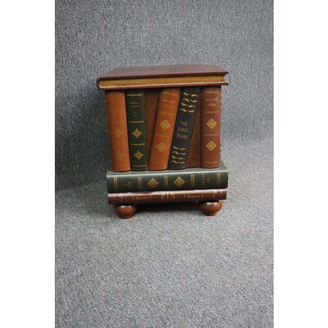 Regency Style Leather Faux Book Stack Side Table Chairish