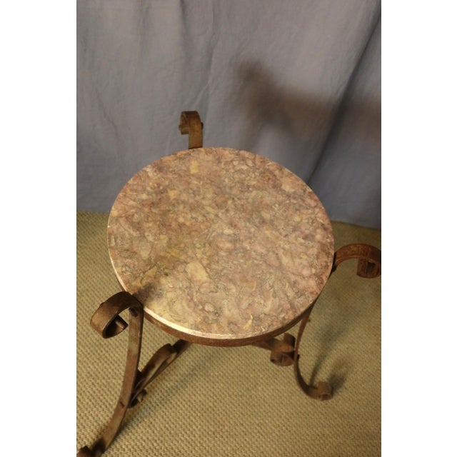 Iron Pedestal Table with Marble Shelf, 1890s For Sale - Image 4 of 10