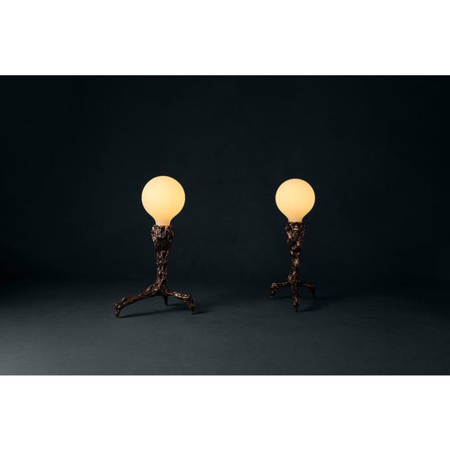 Sweet Thing Small Lamp in Patinated Cast Bronze by William Guillon For Sale - Image 11 of 18