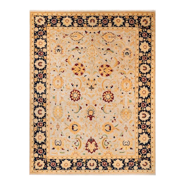 Mogul, One-of-a-Kind Hand-Knotted Area Rug in Ivory, 9' 0" x 11' 10" For Sale