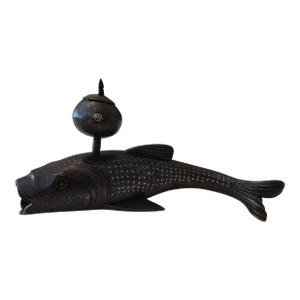 Antique 24k Gold Inlaid Asian Fish Inkwell