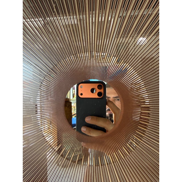 1970s Vintage Op Art Sunburst Glass Wall Art in Chrome Aluminum Frame, Signed For Sale - Image 11 of 12